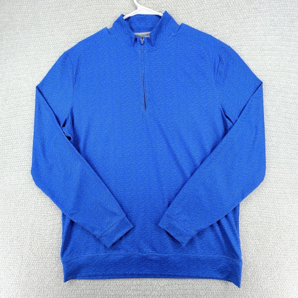 Johnnie-O Miltons 1/4 Zip Pullover Mens Medium Blue Geometric Performance Golf